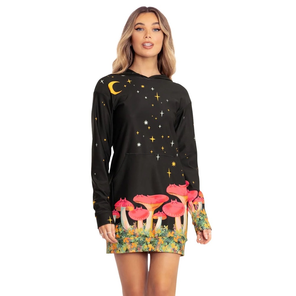 Blackmilk Black Hoodie with Mushroom Design